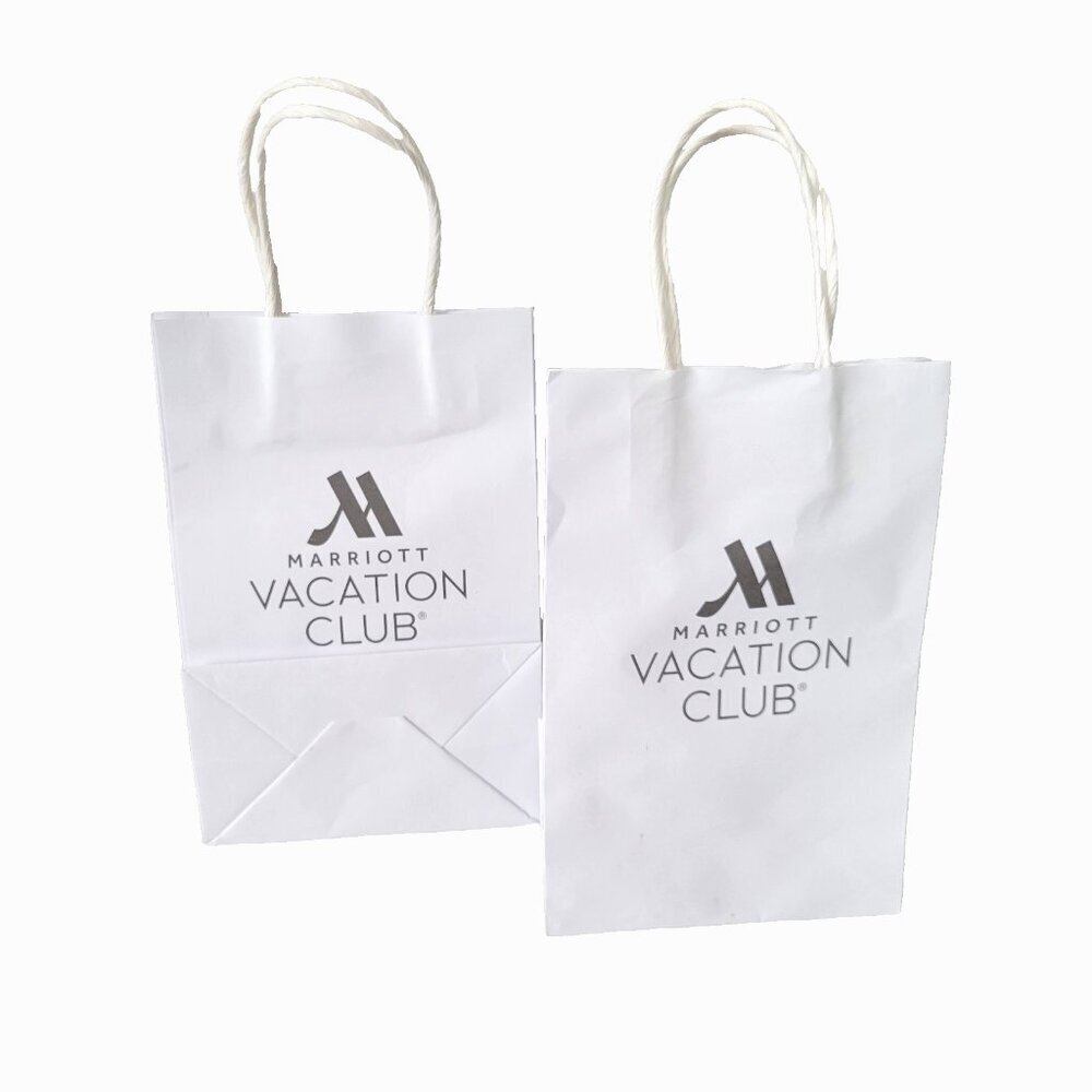 Marriott Vacation Club Gift Bags New Lot of 2 White Paper 8" x 5 1/2" x 3 1/4"